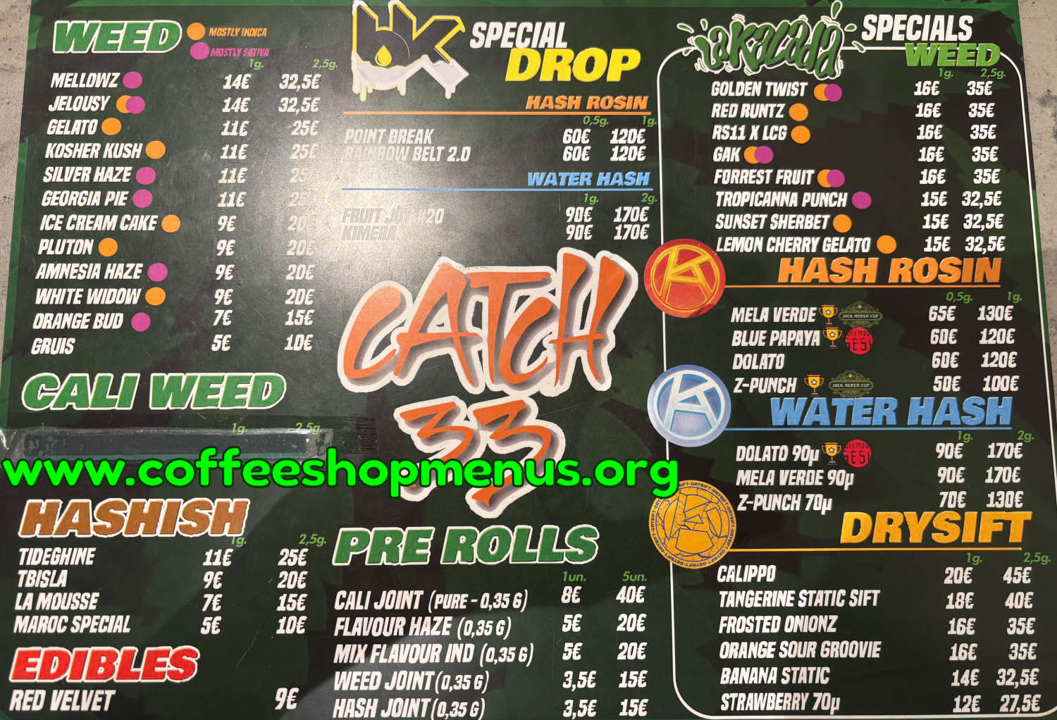 Catch 33 Menu 1