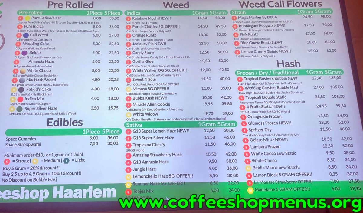 Coffeeshop Haarlem Menu 1