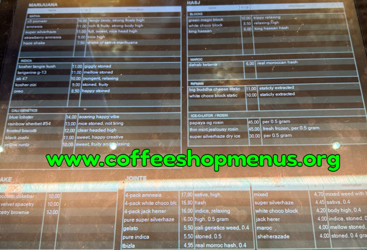 CoffeeshopAmsterdam Menu 1