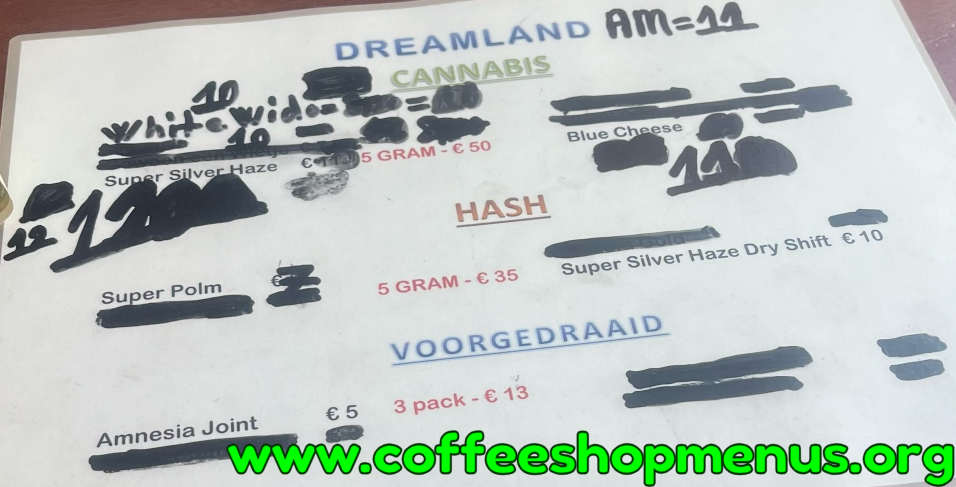 Dreamland Menu 1