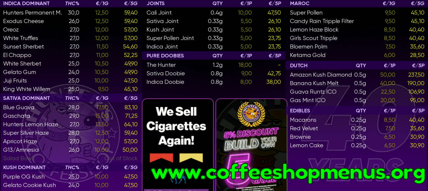 Hunter's North - Waterlandplein Menu 1