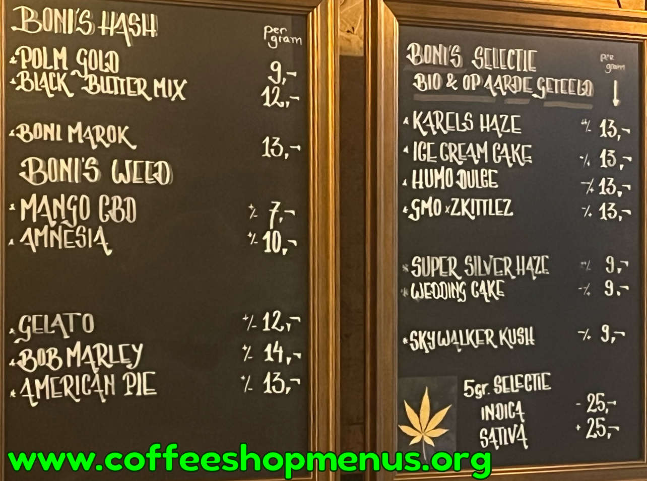 Rastafarihouse Boni Menu 1