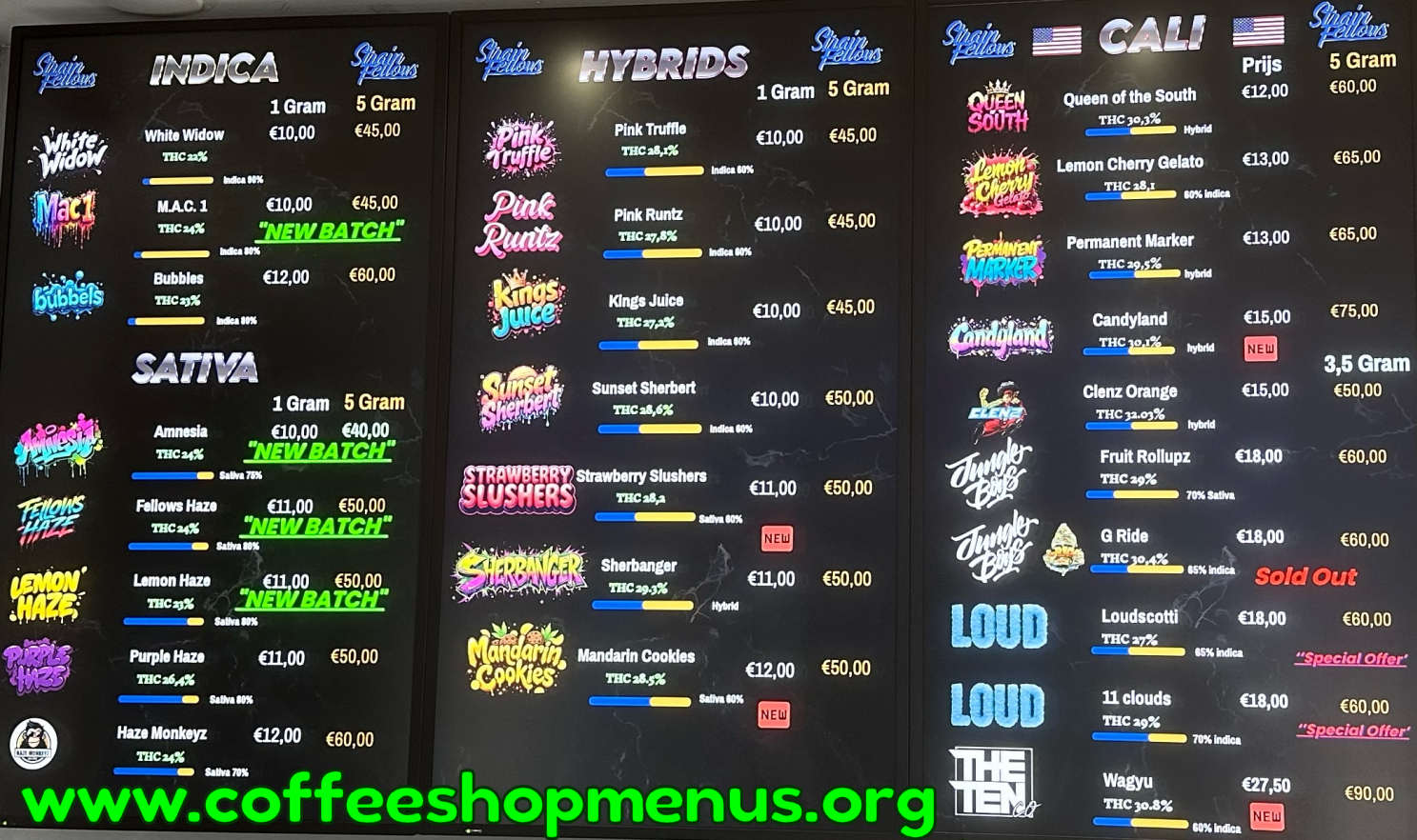 Strain Fellows Menu 1