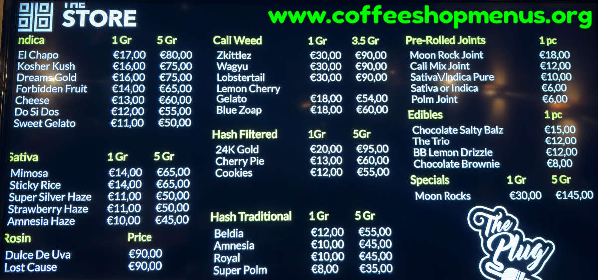 The Plug Store Menu 1