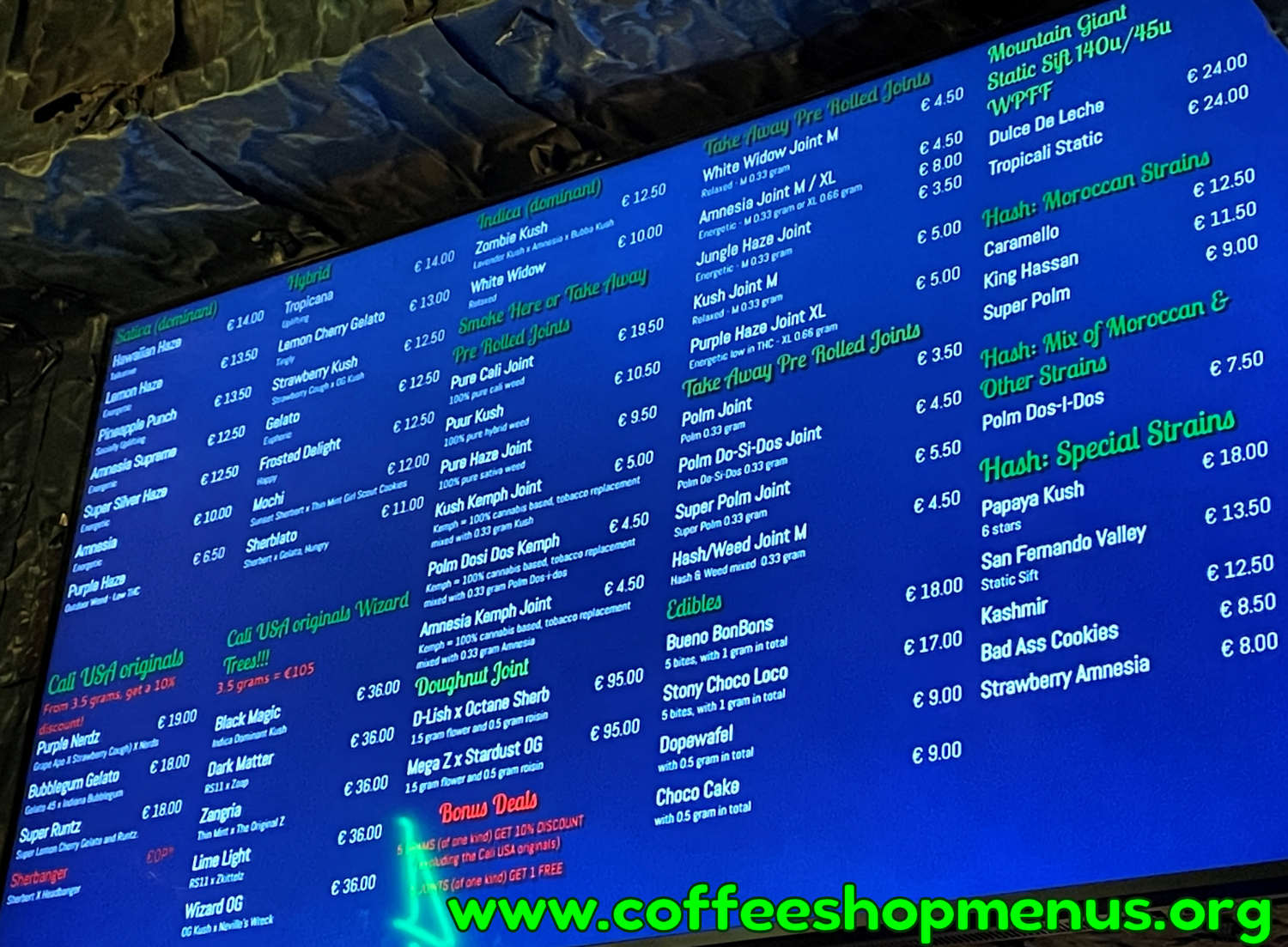 The Reef Menu 1