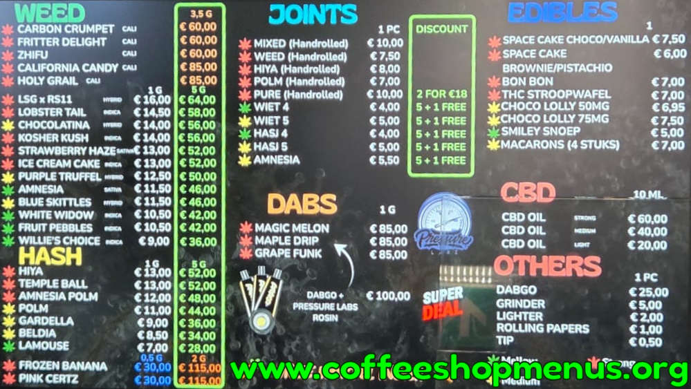 Willie Wortel Indica Menu 1